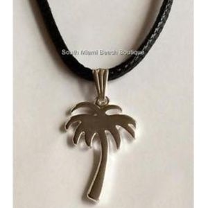 Silver Coconut Palm Tree Necklace Island 17-19"